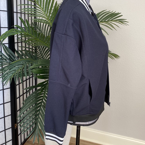 Light Jersey Style Jacket Navy Blue with Black & White Trim Size 8 - Picture 2 of 6